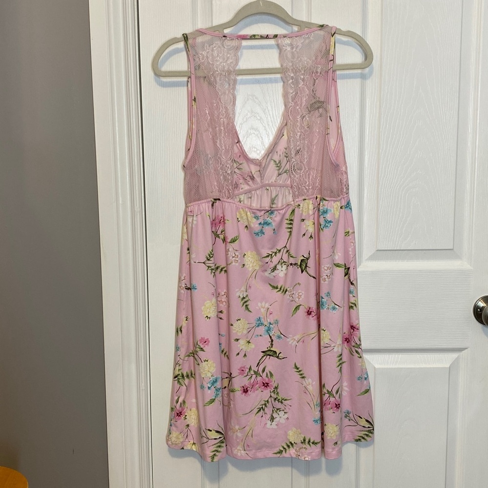La Vie en Rose Pink Floral Lace Babydoll Chemise Sleep Dress XL - Picture 10 of 15